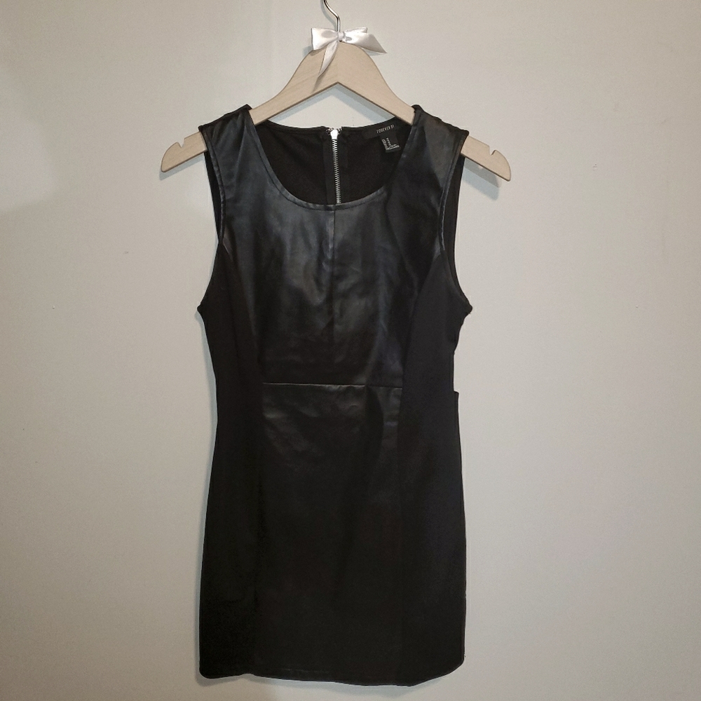 Faux Leather Panel Bodycon Dress